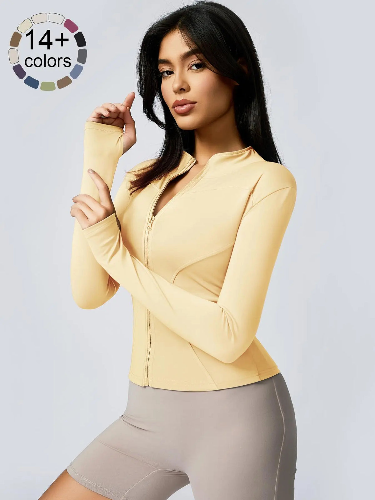 Women's Long-Sleeve Zip-Up Sports Jacket for Yoga and Athletic Activities, Versatile Indoor & Outdoor Spring Wear