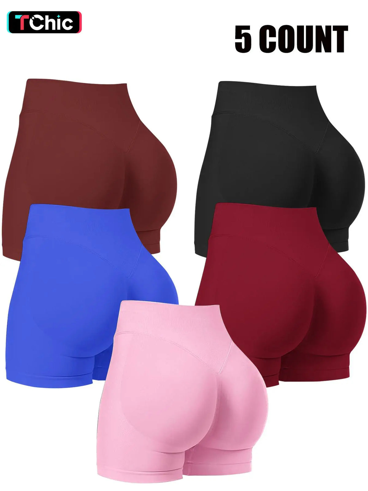 Women's Seamless Biker Shorts, 1-5 Pack Invisible Scrunch Butt Lifting Gym Shorts, Breathable High Stretch Sportswear for Indoor and Outdoor Activities